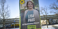 Wahlplakat der Grünen zu sehen ist Lisa Paus