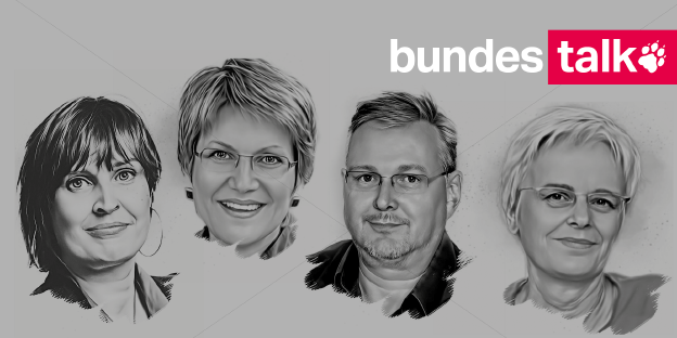 Köpfe von Anja Krüger, Sabine am Orde, Pascal Beucker und Ulrike Hermann