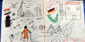 Die Zeichnung des geflüchteten Mädchens: Krieg neben Frieden.