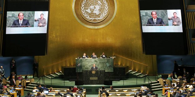 Der ägyptische Präsident Abdel Fattah al-Sisi spricht vor der UNO.