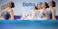 Israelische Synchronschwimmerinnen bei der WM 2024 in Doha
