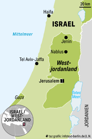 Eine Karte zeigt das Westjordanland