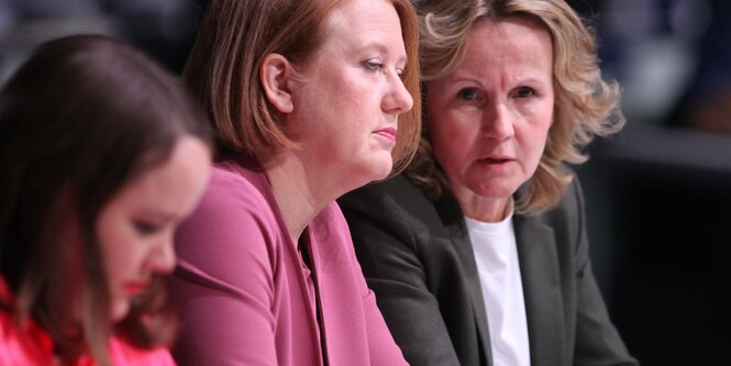 Ricarda Lang, Lisa Paus und Steffi Lemke (vlnr).