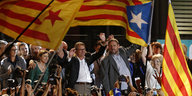 Die Befürworter der Unabhängigkeit Kataloniens feiern das Wahlergebnis