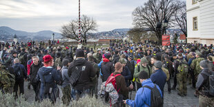 Uniformierte Rechtsextreme beim "Tag der Ehre" in Budapest