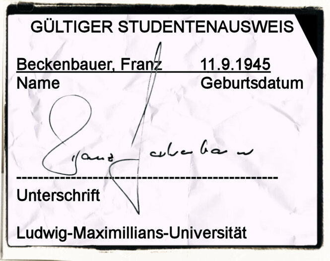 Von Beckenbauer gefälschter Studentenausweis