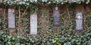 Stelen für ermordete Kinder im "Rosengarten" am Bullenhuser Damm