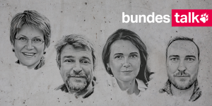 Köpfe von Sabine am Orde, Bernd Pickert, Barbara Junge und Hansjürgen Mai