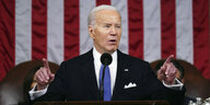 Joe Biden spricht am Rednerpult des Kongresses