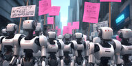 Das KI-generierte Bild zeigt eine Demonstration von Robotern