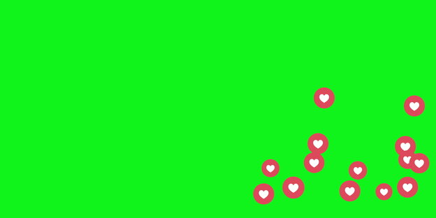 TikTok-icons in Herzform auf grünem Grund