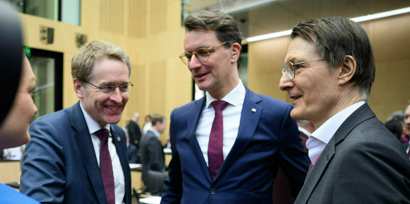 Daniel Günther, Hendrik Wüst und Karl Lauterbach