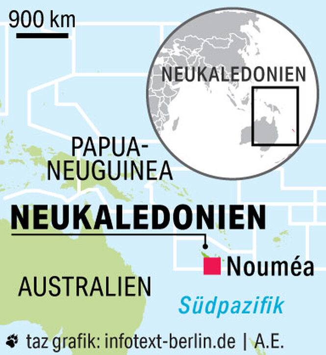 Karte vom Gebiet Neukaledoniens nahe Australien