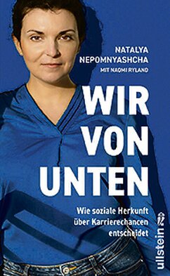 Ein blaues Buchcover, auf dem eine Frau und die Worte "Wir von unten" zu sehen sind