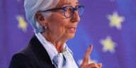 EZB-Präsidentin Lagarde bei einer Pressekonferenz.
