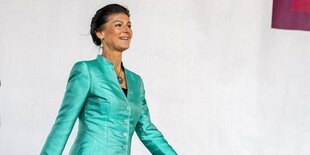 Sahra Wagenknecht bei einer Wahlkampfveranstaltung.