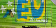 Graffiti mit EU-Schriftzug in Frankfurt