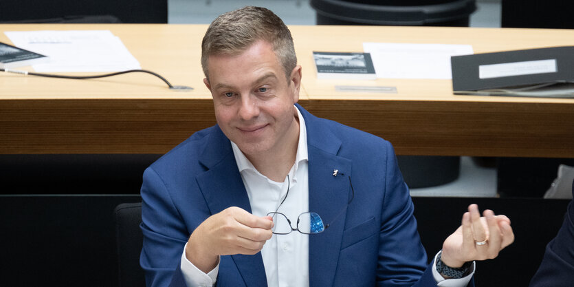 Das Bild zeigt Berlins Finanzsenator Stefan Evers (CDU)