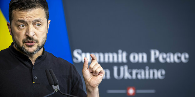 Wolodymyr Selenskyj spricht auf der Friedenskonferenz in der Schweiz