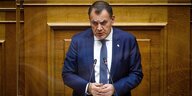 Nikolaos Panagiotopoulos spricht im Parlament in Athen