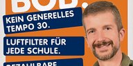 Ein Wahlplakat des Bundes Osnabrücker Bürger mit einem Foto von Steffen Grüner