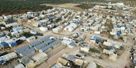 Luftaufnahme Zelte in einem Flüchtlingslager