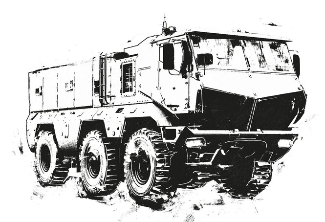 Illustration eines gepanzerten Transportfahrzeugs KamAZ- 63968 Typhoon-K