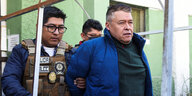 Der bolivianische General Juan Jose Zuniga wird in ein Hochsicherheitsgefängnis verlegt, nachdem er von den Behörden wegen eines Putschversuchs verhaftet wurde, in La Paz, Bolivien, 29. Juni 2024.