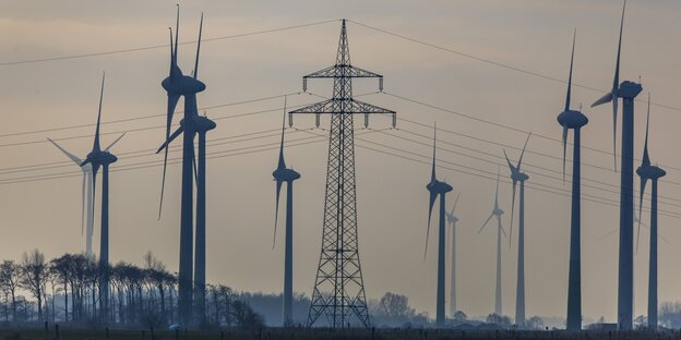 Windanlagen und Stromtrassen
