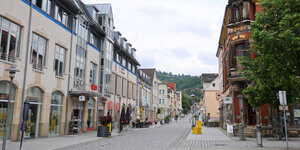 Blick in die renovierte Innenstadt von Sonnenberg - verkehrsberuhigt, menschenleer