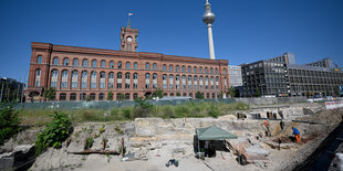 Ausgrabungsarbeiten am Molkenmarkt. Ein Foto von 2023. Die Ausgrabungsarbeiten sind abgeschlossen.