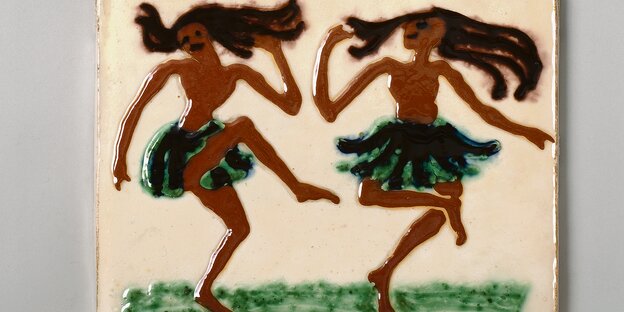 Ein Bild von Emil Nolde, das zwei schwarze Tänzerinnen in kurzen Röcken zeigt.