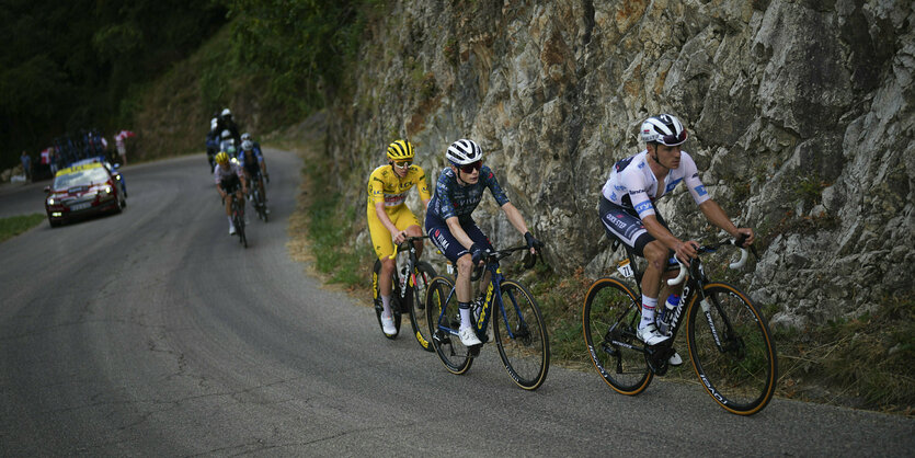 Triumvirat der Tour: Tadej Pogacar, Jonas Vingegaard und Remco Evenepoel (von links).