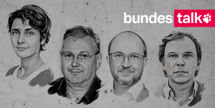 Köpfe von Anna Lehmann, Pascal Beucker, Daniel Bax und Stefan Reinecke