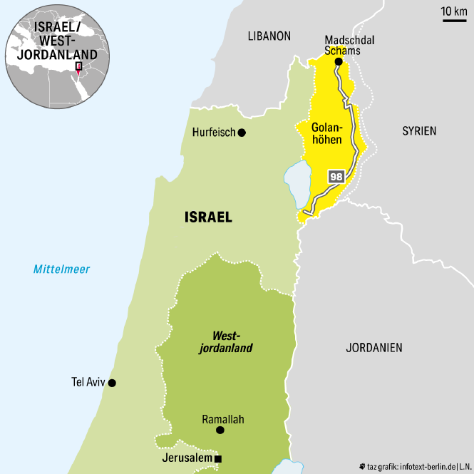 Karte Israel Westjordanland Golanhöhen