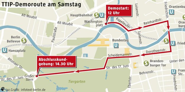 Route der ttip-demonstration Route der ttip-demonstration