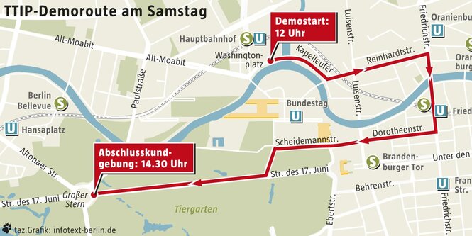 Route der ttip-demonstration