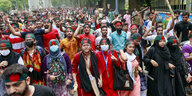 Demonstration von Studierenden am Sonntag in Bangladeschs Hauptstadt Dhaka