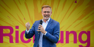 Finanzminister Lindner bei einem Wahlkampfauftritt.