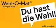 Banner "Du hast die Wahl!" mit Wahl-O-Mat-logo und -Link