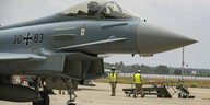 Eurofighter der deutschen Luftwaffe auf der Sulur Air force Base in Südindien