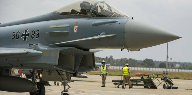 Eurofighter der deutschen Luftwaffe auf der Sulur Air Force Base in Südindien