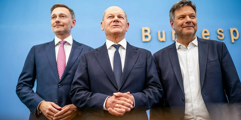 Christian Lindner, Olaf Scholz und Robert Habeck