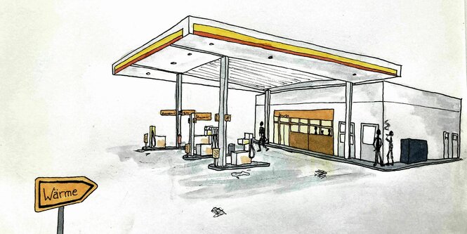 Illustration einer Tankstelle