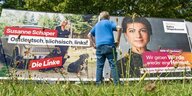 Wahlplakate von BSW und Die Linke, Wahlkampf in Sachsen, Zwickau, August 2024