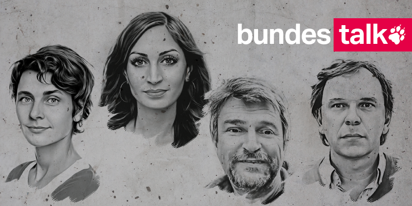 Köpfe von Anna Lehmann, Gilda Sahebi, Bernd Pickert, Stefan Reinecke