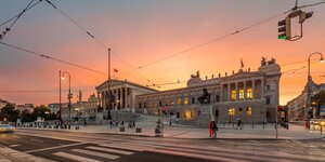 Sonnenuntergang hinter Wiener Parlament