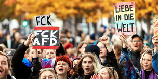 Menschen protestieren gegen die AfD