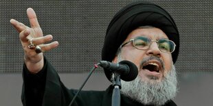 Hisbollah-Führer Hasan Nasrallah während einer Rede