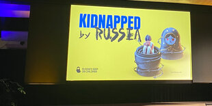 Banner "Kidnapped by Russia"